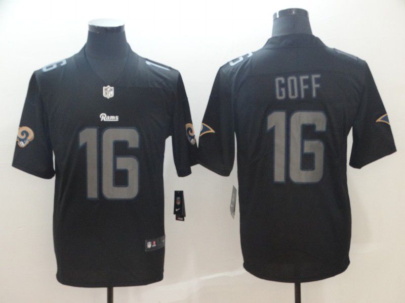 Men Los Angeles Rams #16 Goff Nike Fashion Impact Black Color Rush Limited NFL Jerseys